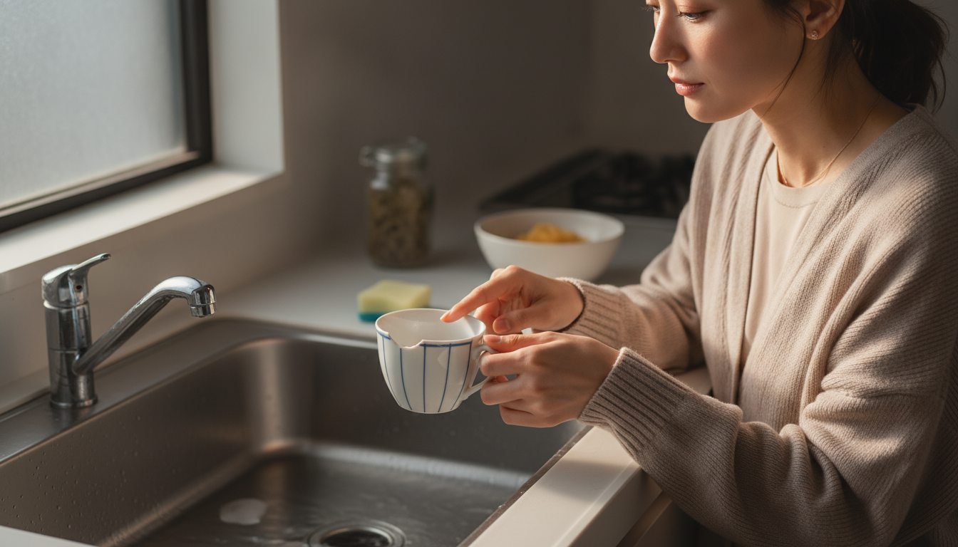縁の欠けたティーカップと、予想外の模様を愛しむ昼下がり