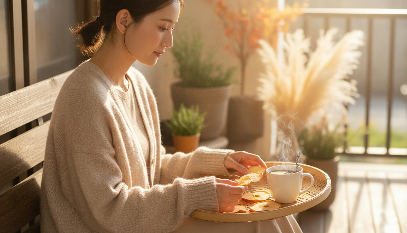 水分が抜けていく途中のりんごと、未完成を愛しむ秋の午後