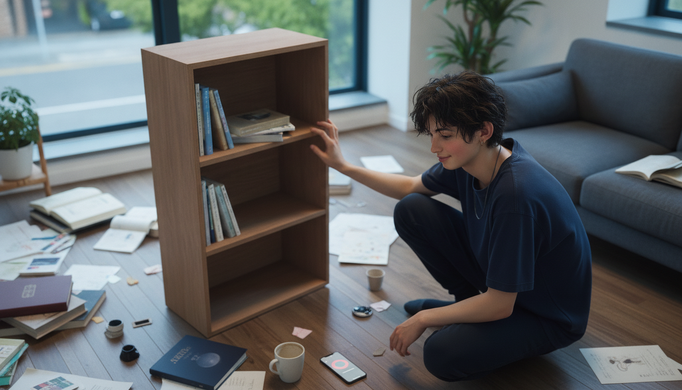 部屋の中央に取り残された棚と、未完成を許容する週末の余白