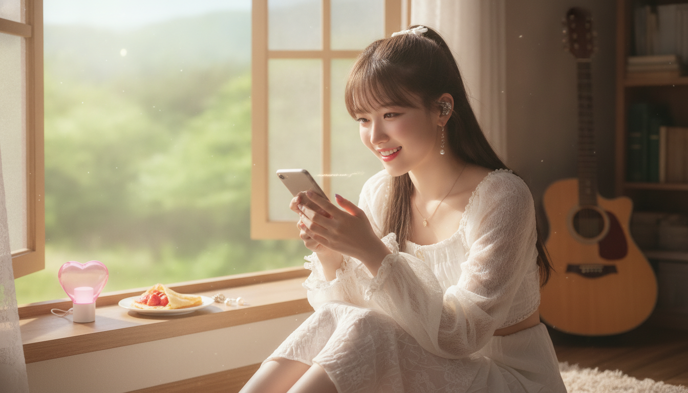 りん本人と「画面の向こう側にいるあなたへ。朝の光と交わした小さな約束」の内容を表すブログ挿絵
