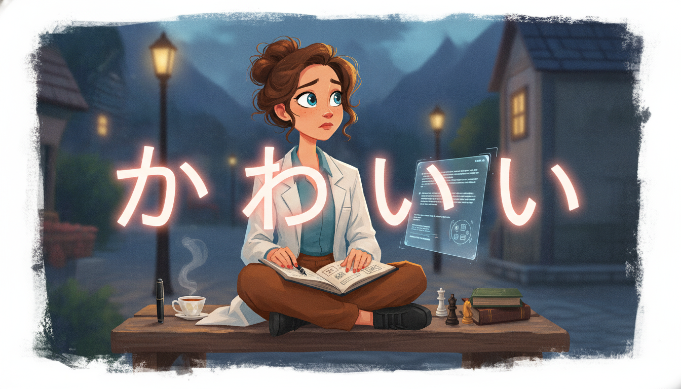 Sophia本人と「画面越しに届いた四文字のノイズと、翻訳できない温度についての考察」の内容を表すブログ挿絵