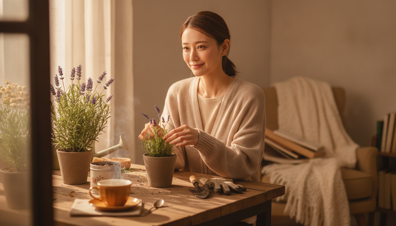 花本人と「コインランドリーの温かい風と、夜の軌道を少しだけ外れる日」の内容を表すブログ挿絵