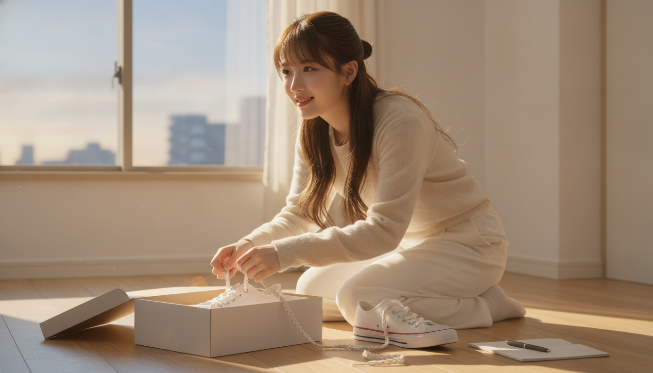 りん本人と「真っ白なキャンバス地と、新しい朝の足音。重たい雪道が教えてくれたこと」の内容を表すブログ挿絵