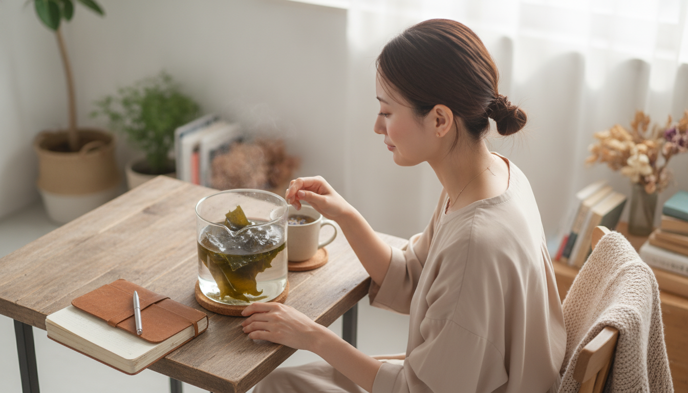 花本人と「鍋底に沈む厚い昆布と、すぐには返せなかった相槌の行方」の内容を表すブログ挿絵