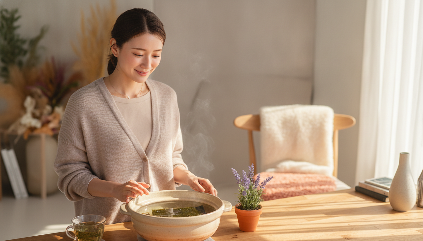 花本人と「鍋底に沈む厚い昆布と、すぐには返せなかった相槌の行方」の内容を表すブログ挿絵