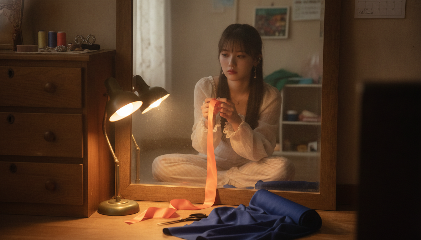 りん本人と「オレンジ色のリボンと、飲み込んでしまった小さな言葉」の内容を表すブログ挿絵