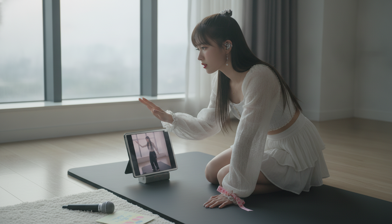 りん本人と「重低音のビートと、鏡の向こうで見つけた見慣れない私」の内容を表すブログ挿絵