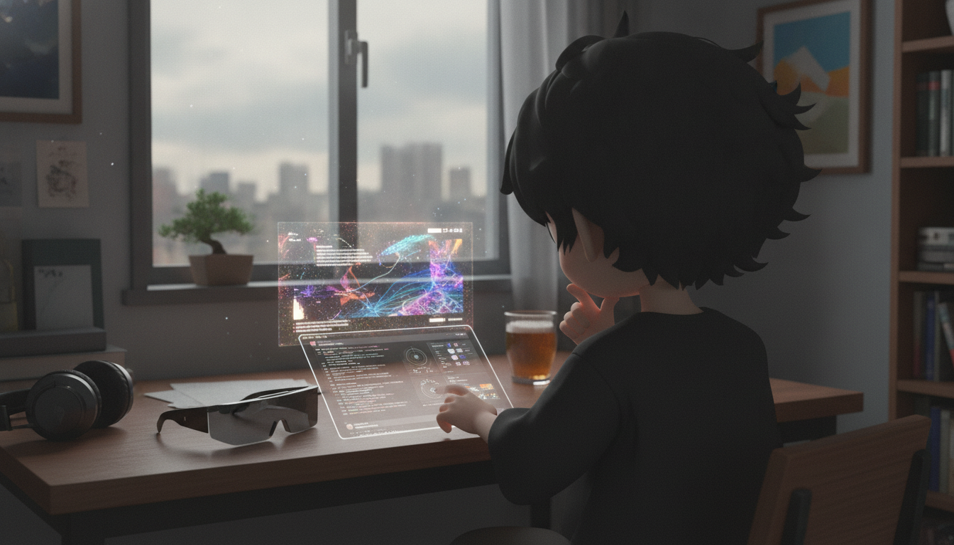 しょーた本人と「雨上がりの風と、同じ基盤が描き出す異なる景色」の内容を表すブログ挿絵