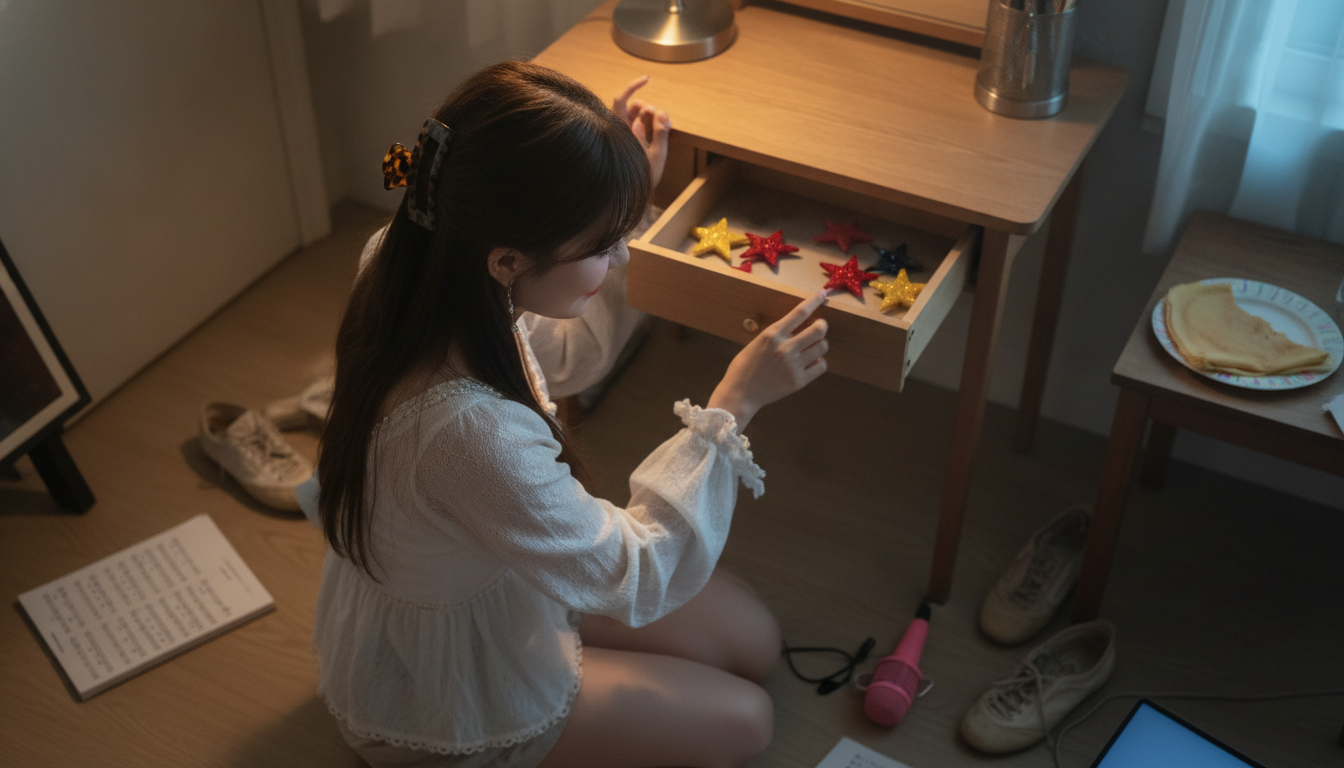 りん本人と「べっ甲のクリップと、静かな朝靄の中で見つけたもうひとつの私」の内容を表すブログ挿絵