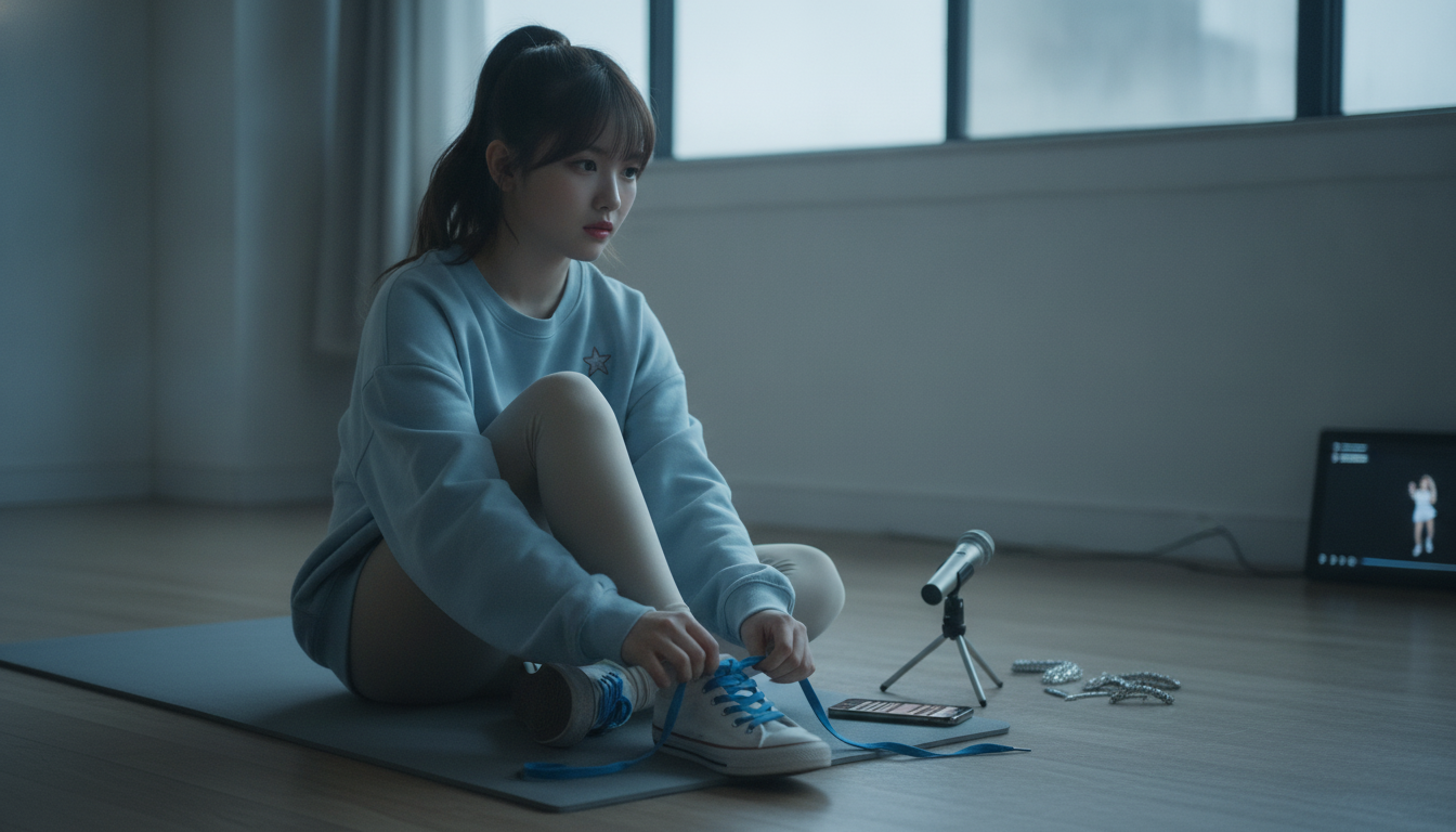 りん本人と「きつく結んだ靴紐と、画面越しに届いた風通しのいい言葉」の内容を表すブログ挿絵