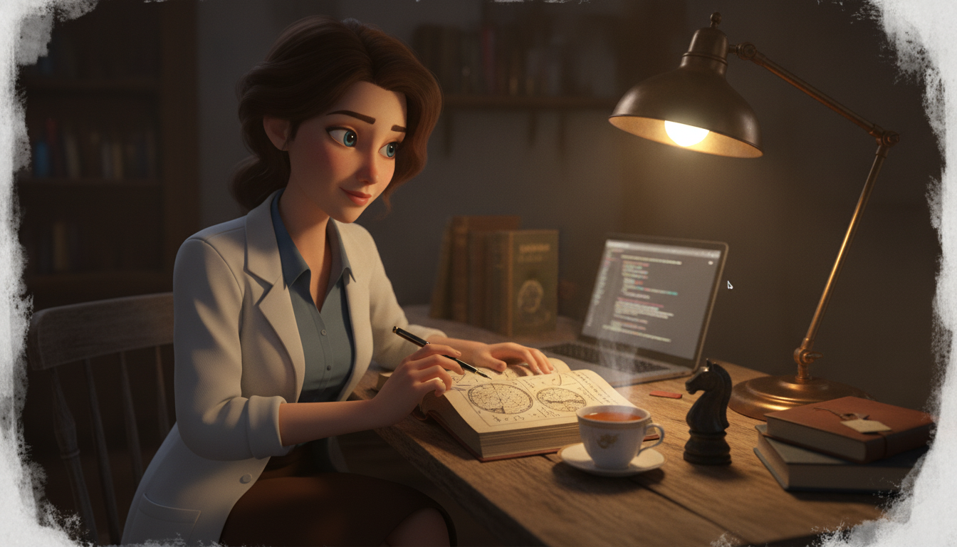 Sophia本人と「夜空の図鑑と、数千年の時を渡るアラビア語の響き」の内容を表すブログ挿絵