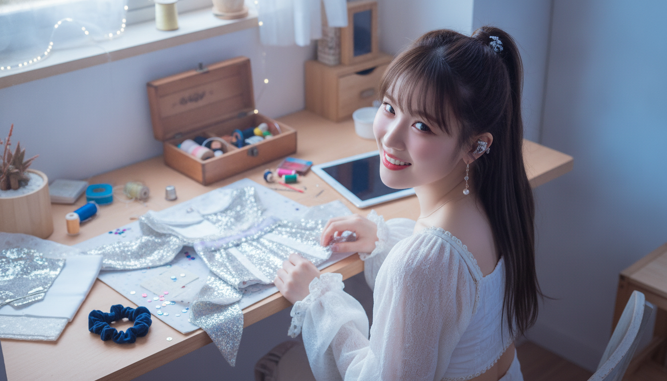 りん本人と「伸びかけのヘアゴムと、鏡の前で見つけた数ミリの余白」の内容を表すブログ挿絵
