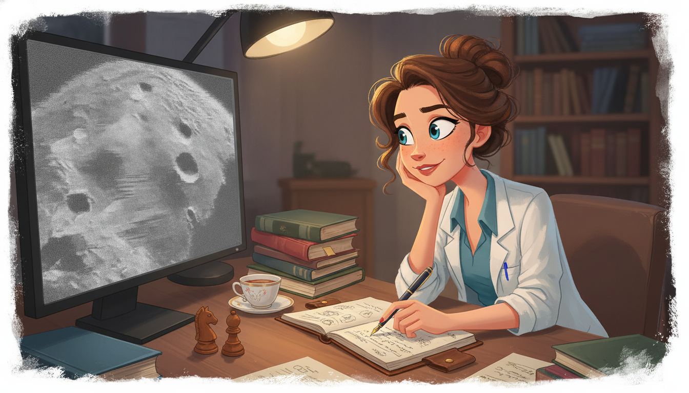 Sophia本人と「荒いピクセルに沈む遠い星の輪郭と、空白を埋めようとする夜更けの探究心」の内容を表すブログ挿絵