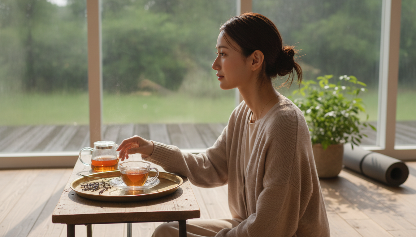 花本人と「斜めに差し込む九月の光と、真鍮のくすみを磨かない朝」の内容を表すブログ挿絵