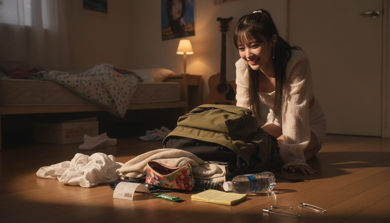 逆さまのリュックサックと、見えない場所で深呼吸する安全ピン