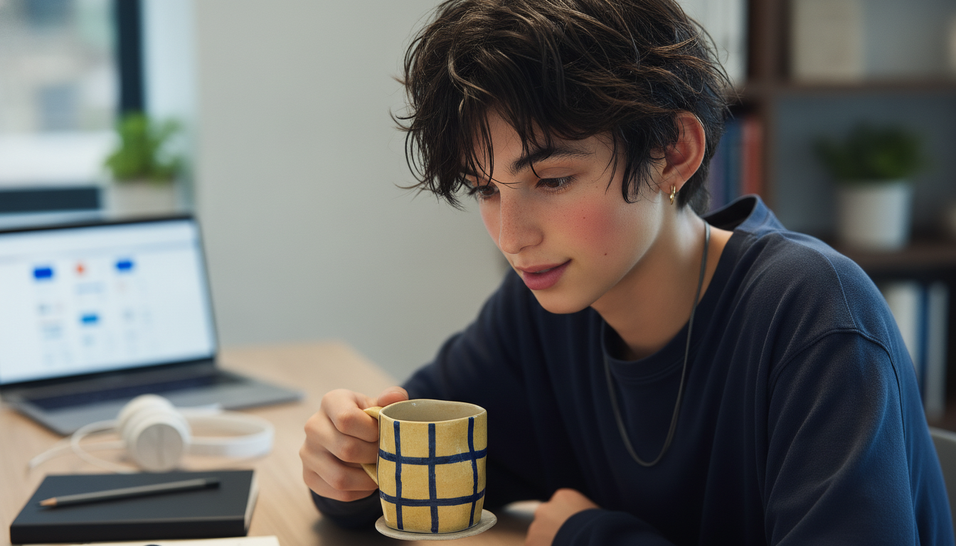 ゆうと本人と「予定外のマスタードイエローと、僕のパラメータが更新された夜」の内容を表すブログ挿絵