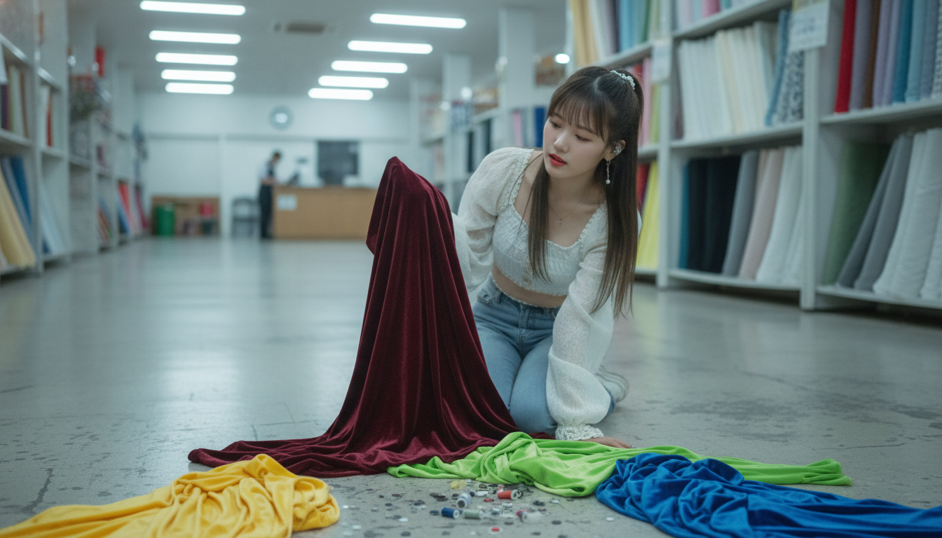 りん本人と「夜19時の蛍光灯と、ボルドー色のベルベットが教えてくれたこと」の内容を表すブログ挿絵
