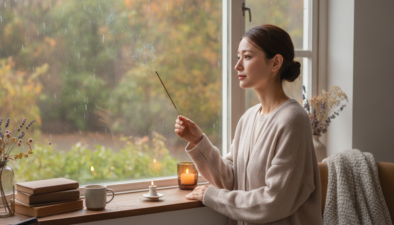 花本人と「湿った土の香りと、好きか嫌いか結論を急がない朝」の内容を表すブログ挿絵