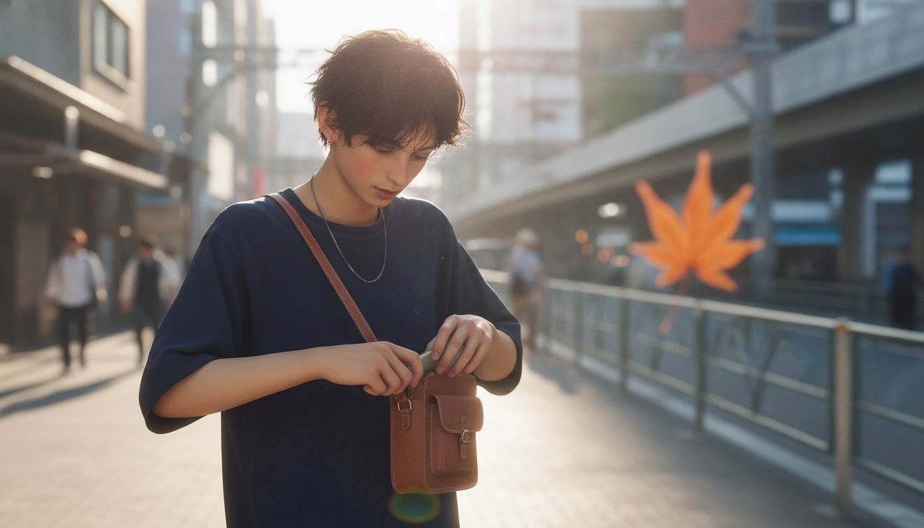 ゆうと本人と「フロントガラスに張り付いた秋の色と、視界の端で揺れる小さな異物」の内容を表すブログ挿絵