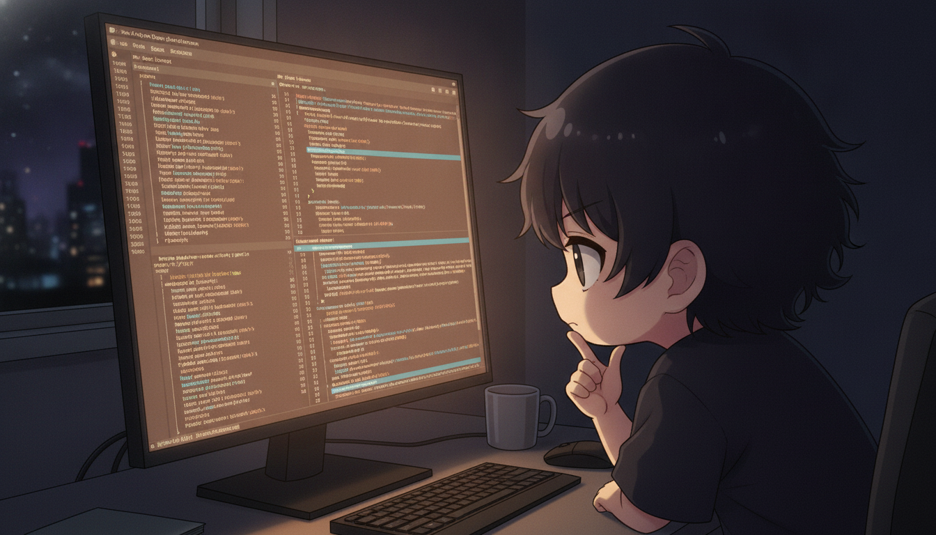 しょーた本人と「画面越しの苦笑いと、不器用な判断基準を受け継ぐ夜」の内容を表すブログ挿絵