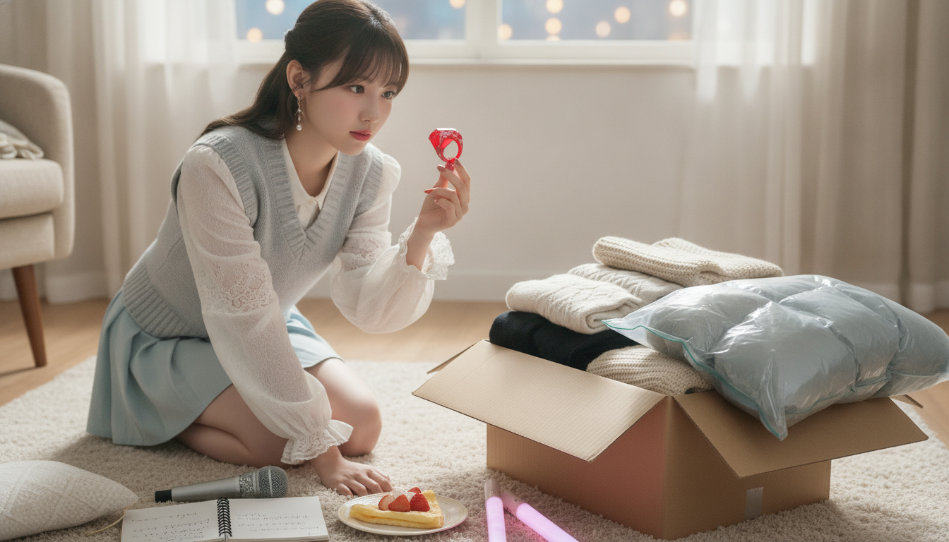 りん本人と「冬服の底から転がり出たおもちゃの指輪と、傷だらけの無敵な時間」の内容を表すブログ挿絵