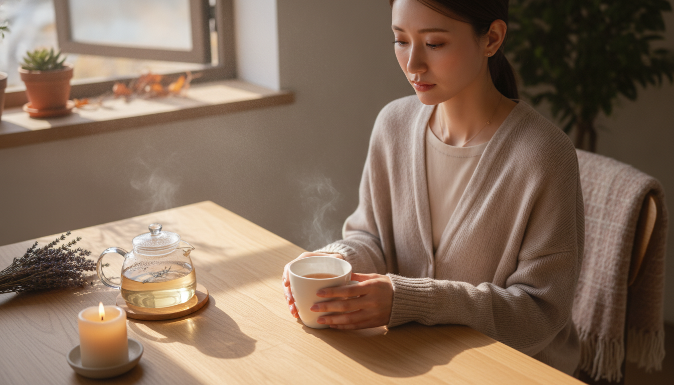 花本人と「テーブルに響く硬い音と、それぞれが持つ固有の窓辺」の内容を表すブログ挿絵