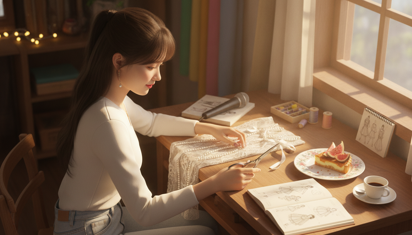 りん本人と「アンティークローズの無花果と、ゆっくり広がる新しい私の輪郭」の内容を表すブログ挿絵