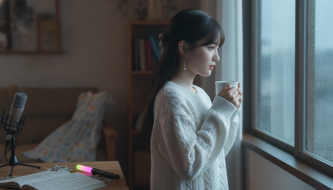 りん本人と「予定外のハスキーボイスと、画面越しに見つけた新しい私の輪郭」の内容を表すブログ挿絵