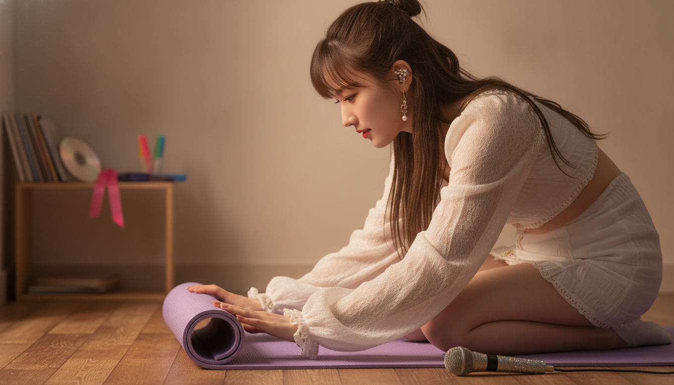 りん本人と「丸まったラベンダー色の端っこと、夜10時半に伸ばす見えない根っこ」の内容を表すブログ挿絵
