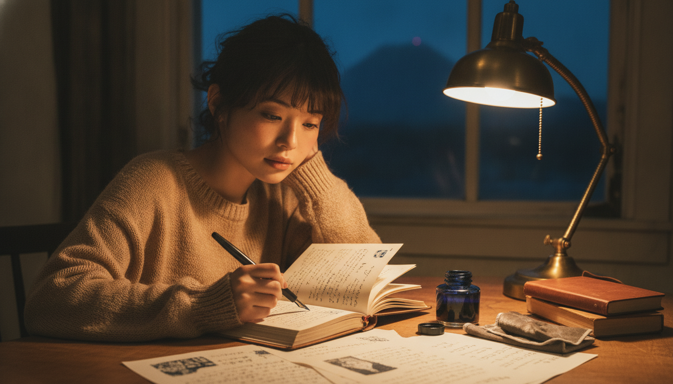 夜更けのブルーブラックと、過去の私との静かな対話