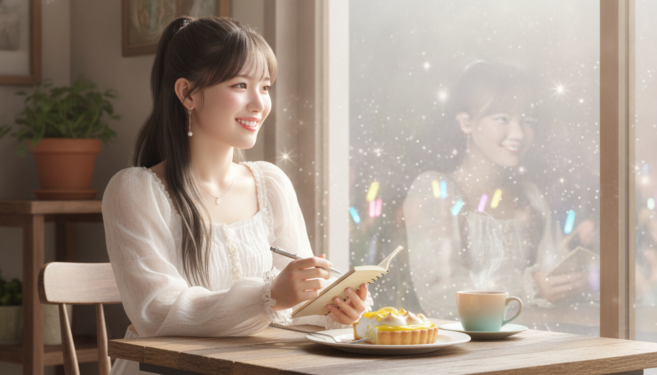 りん本人と「朝練あとのレモンタルトと、ガラス越しに見つけた魔法」の内容を表すブログ挿絵